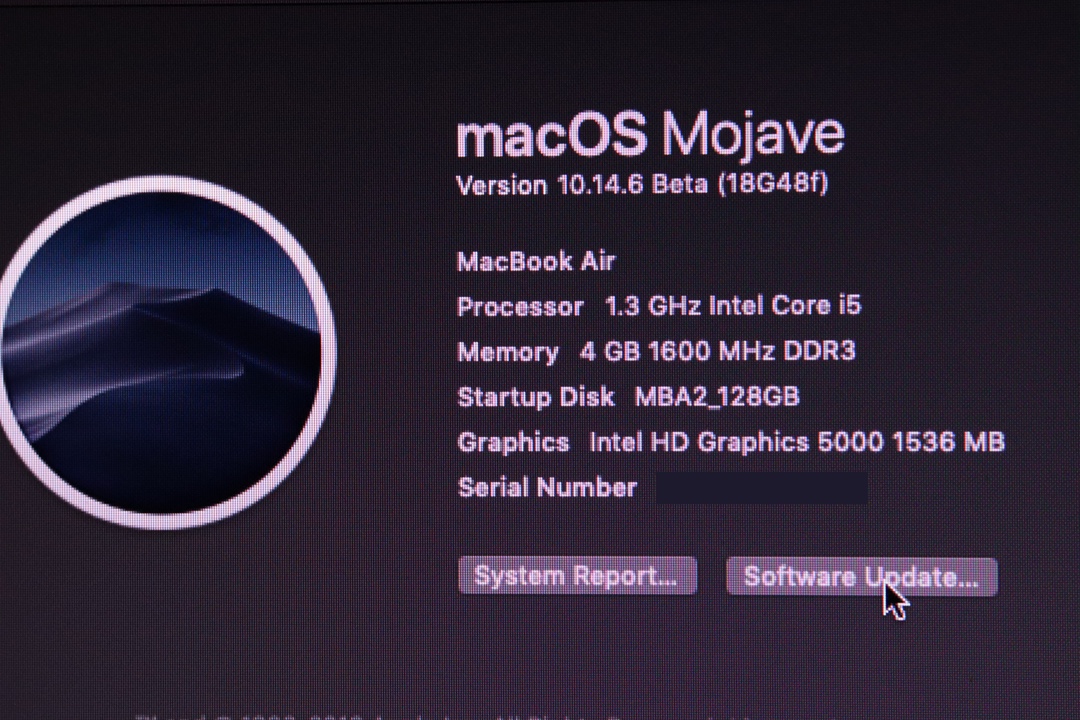 Restored MacBook Air back to Mojave 10.14.6 Beta