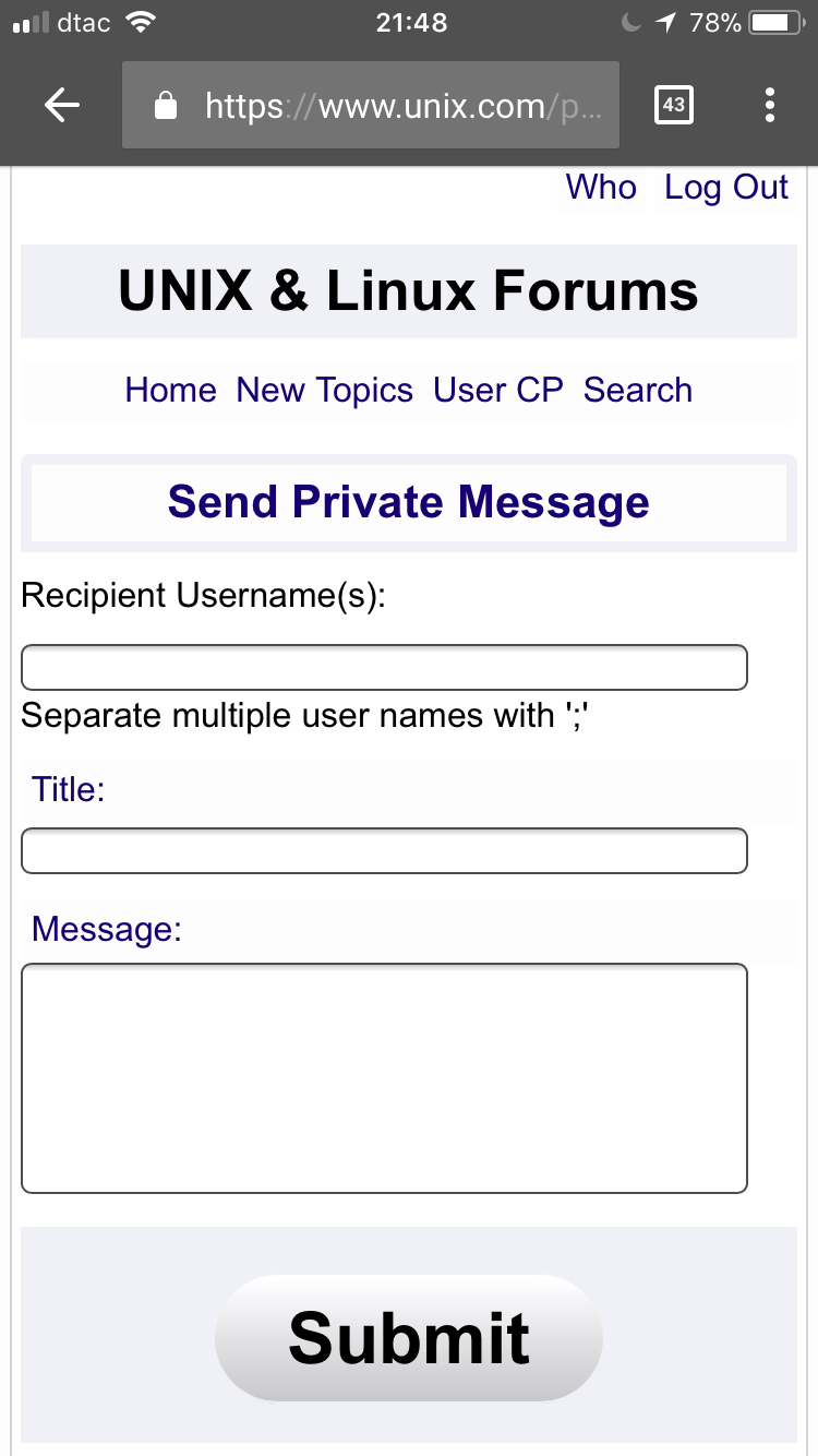 Prototype Mobile Send Message Page