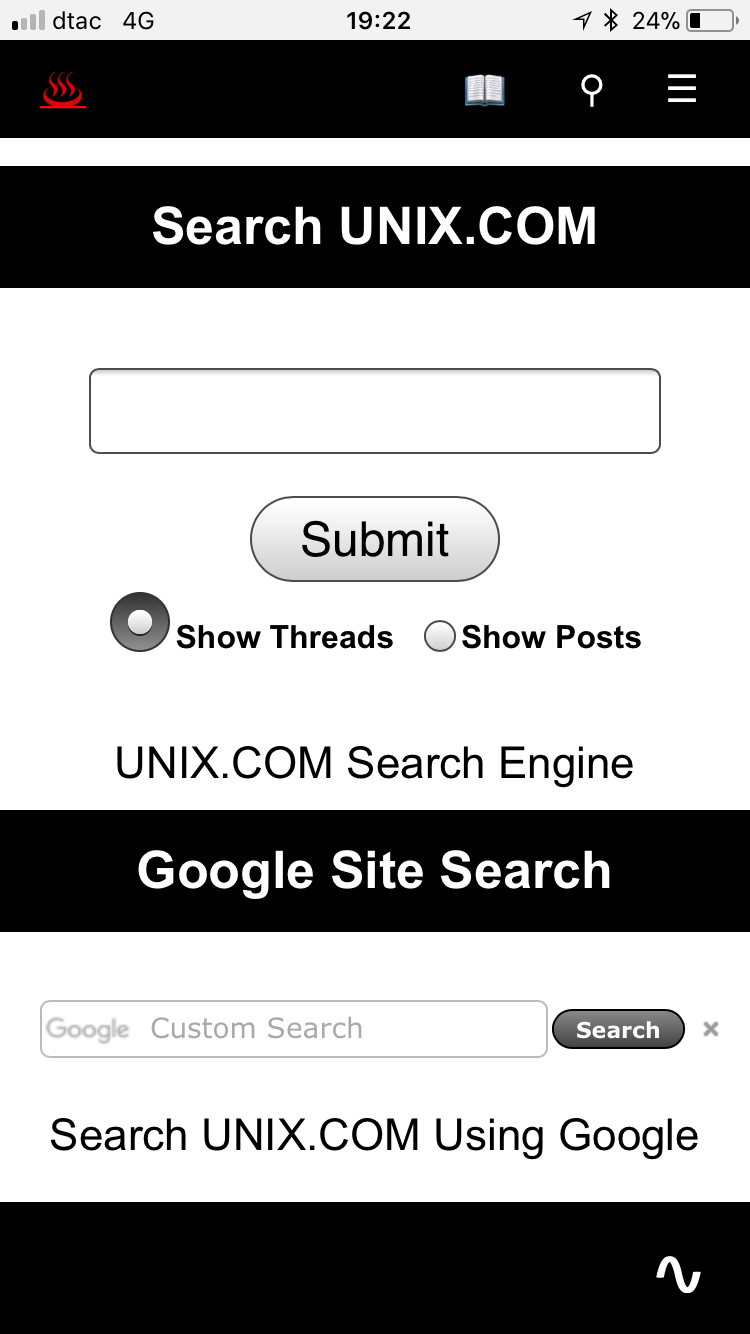 UNIX.COM Mobile - Search Page