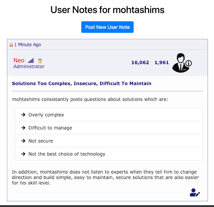 User Note for mohtashims