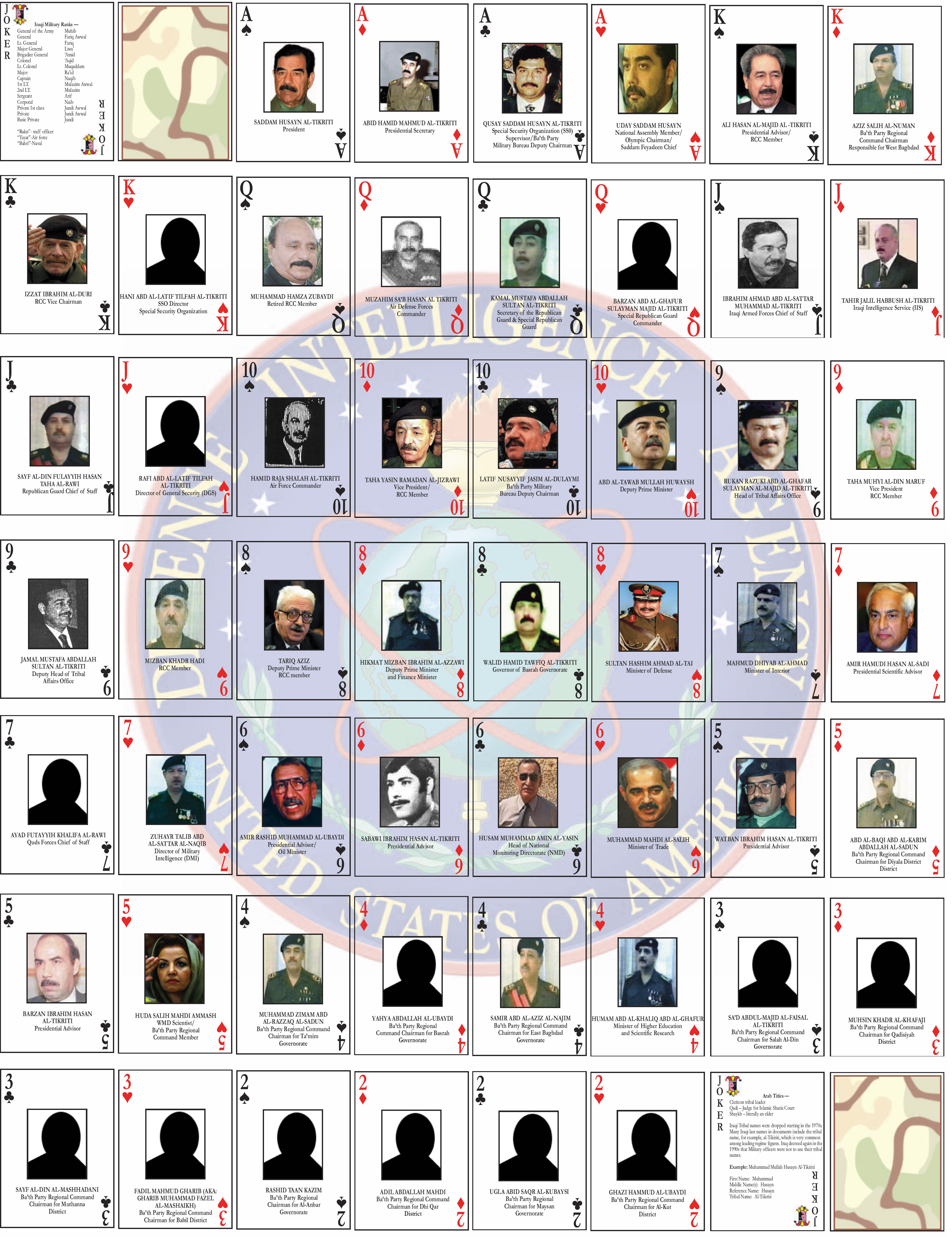 Playing Cards - US Most Wanted Iraqis